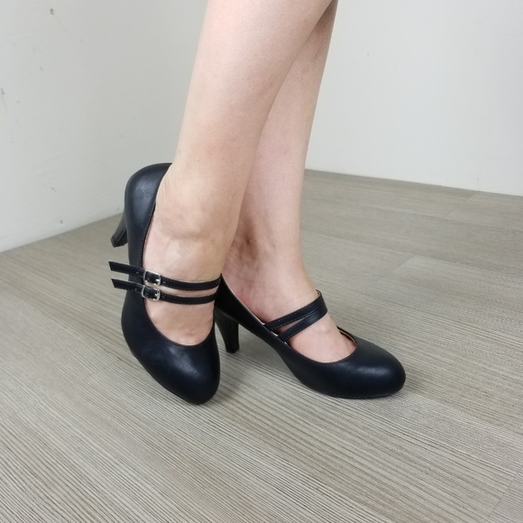 Double Buckle Faux Leather Retro Pump - Picture 6 of 6